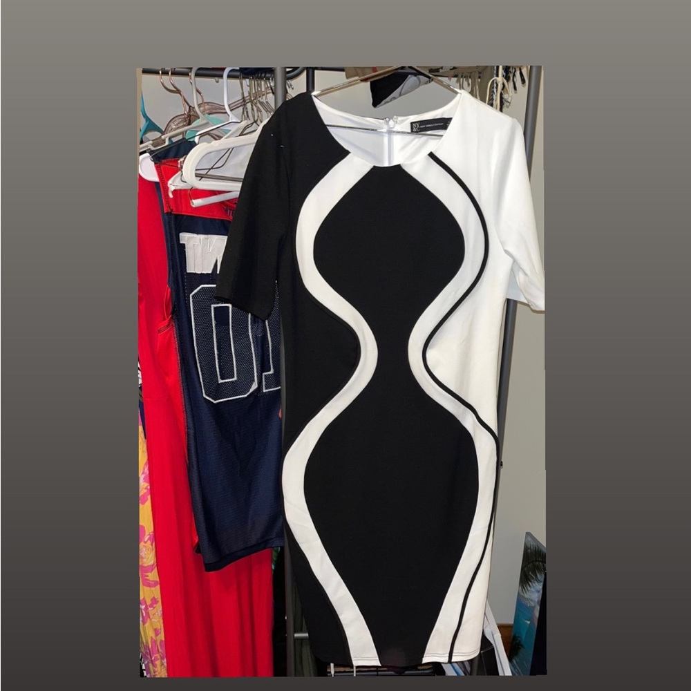 Brand New Black and White Color block Dress